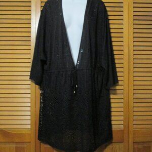 Dotti bathing suit cover up black, lightweight, tie waist, like new size 1x